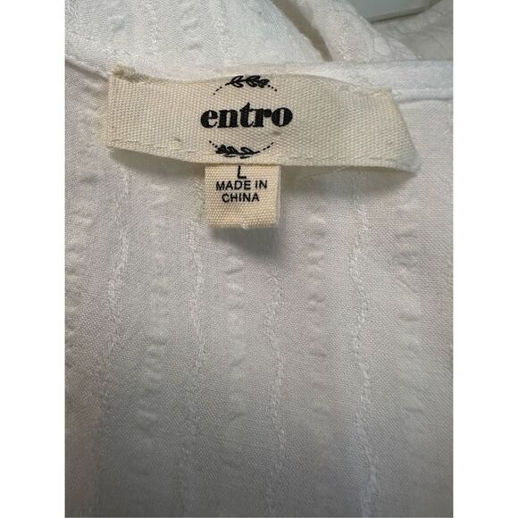 Entro women’s cream long bell sleeve tie front short dress size Large #38-0975 - Picture 4 of 6